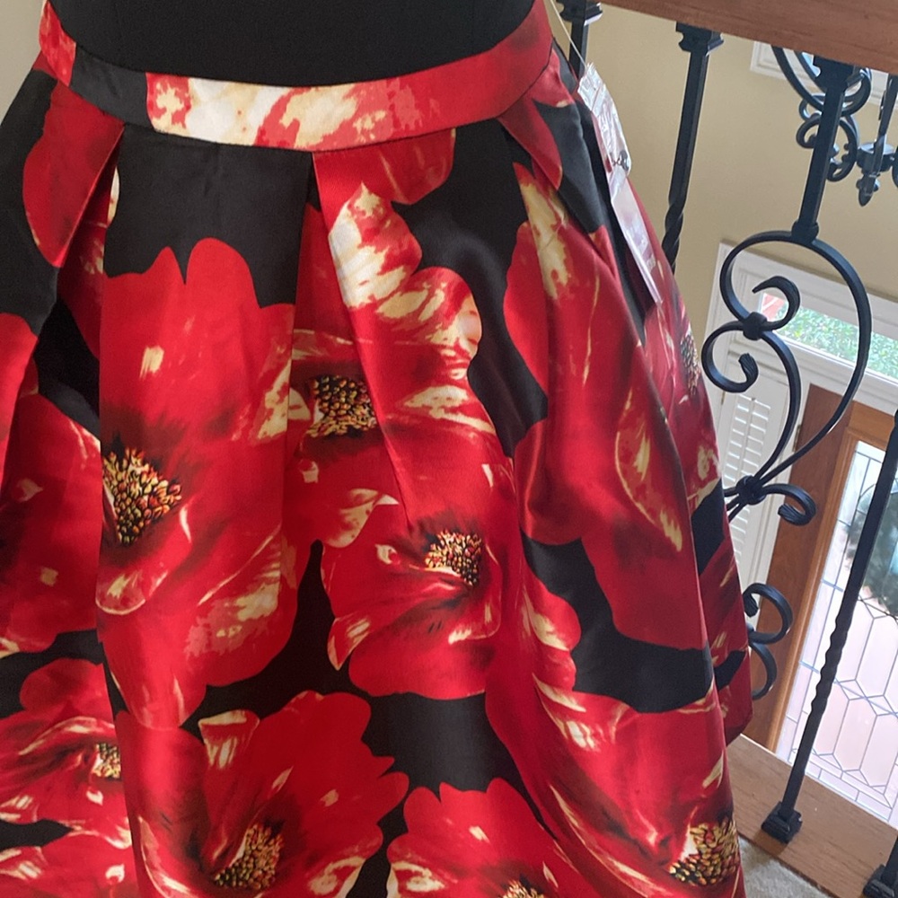 Floral Black and Red Skirt - Picture 7 of 8